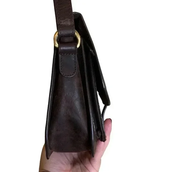 Estalon Brown Leather Multi Pocket Crossbody Travel Purse Sling Saddle Satchel - Picture 6 of 12